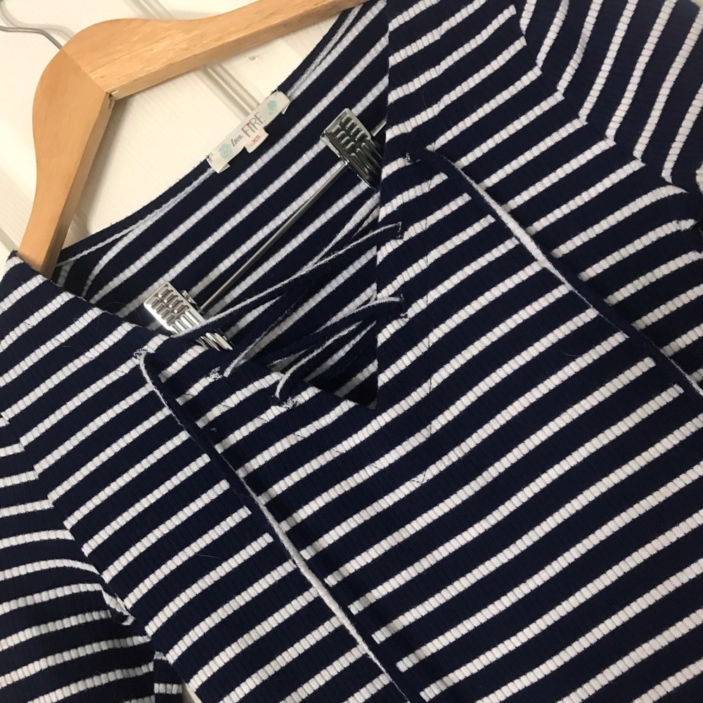 ** LAST CALL** Striped lace up shirt